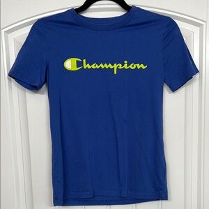 Champion Blue Tee with Yellow Logo
